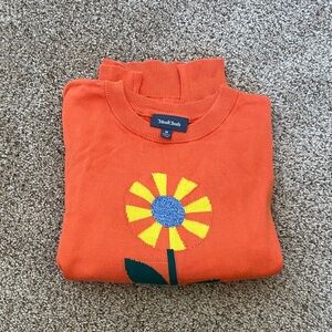 ModCloth Vibrant Orange Women’s Sweater with Floral Motif